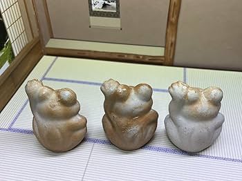 Amazon.co.jp: 招き蛙 招きカエル 備前焼 置物 3個セット 1-C
